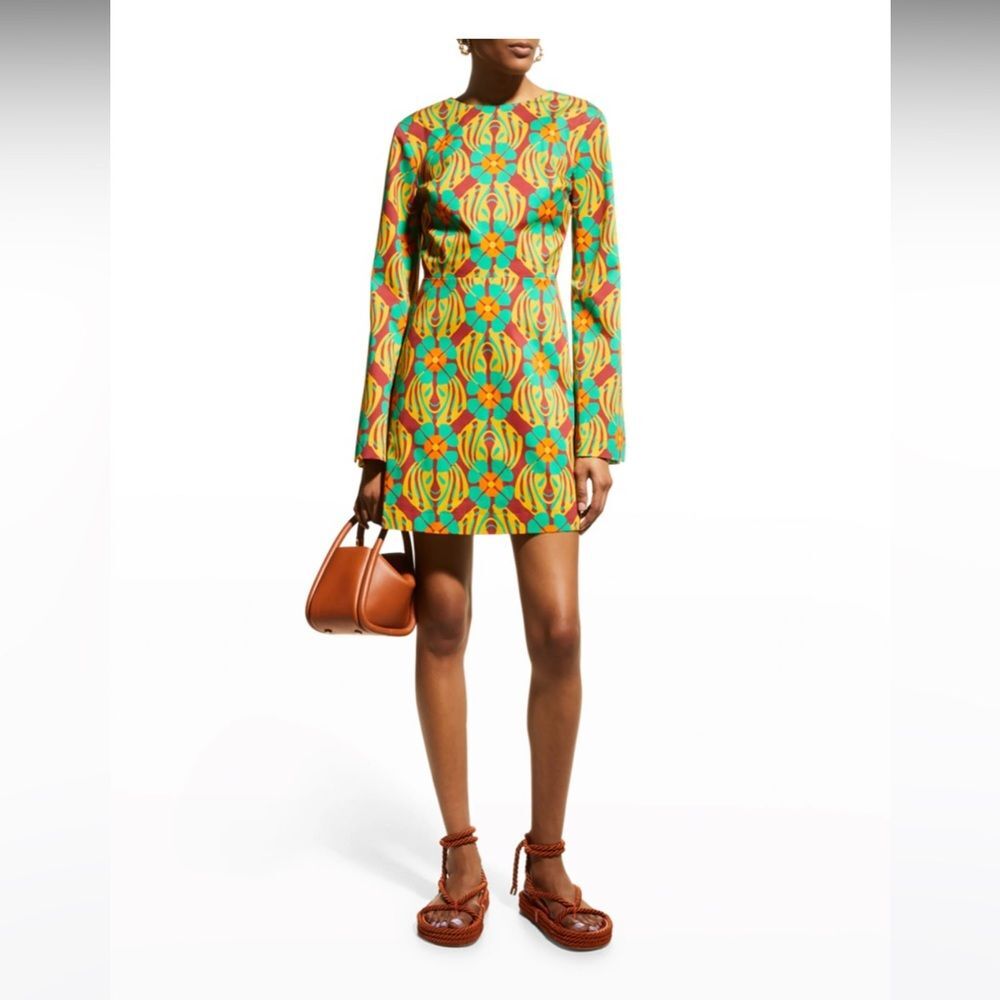 La DoubleJ Spock Abstract-Print Flare-Sleeve Mini Dress